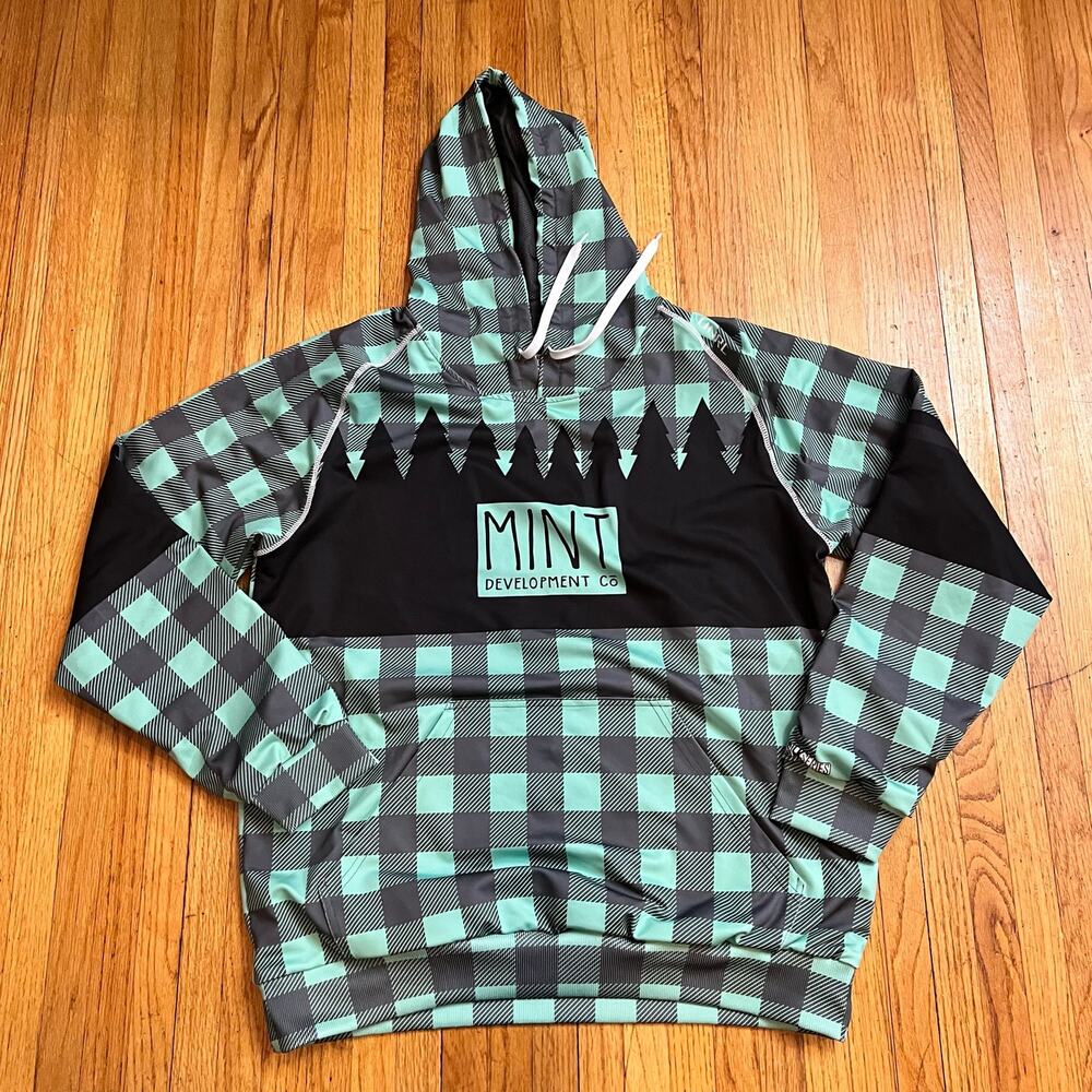 UNRL Hoodie Womens medium Silk Series Plaid Mint Mountain Lined Sweatshirt